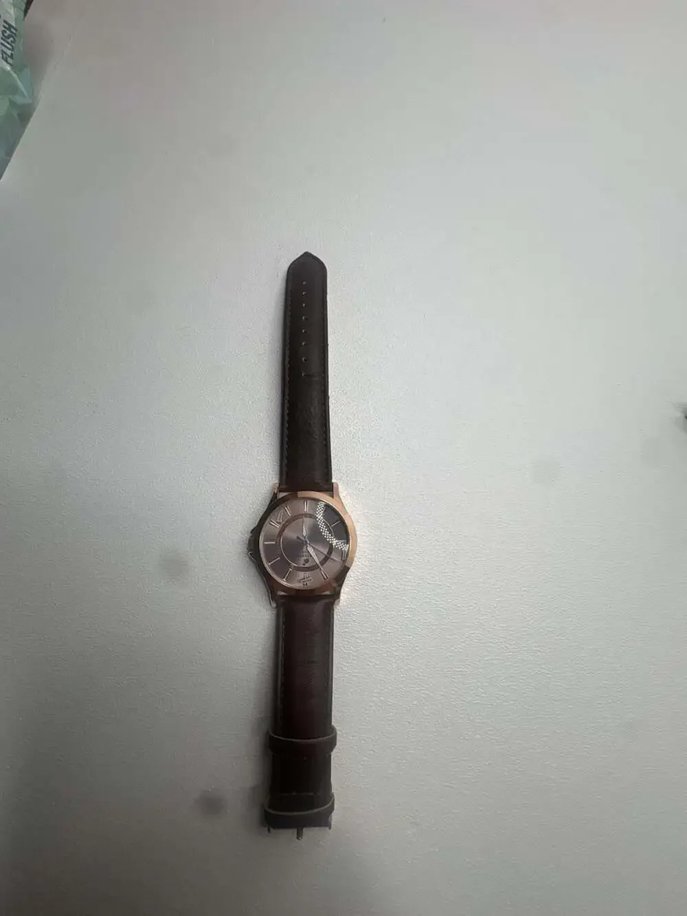 Caribbean Joe Men's Rose Gold Tone Analog Watch with Brown Leather Strap